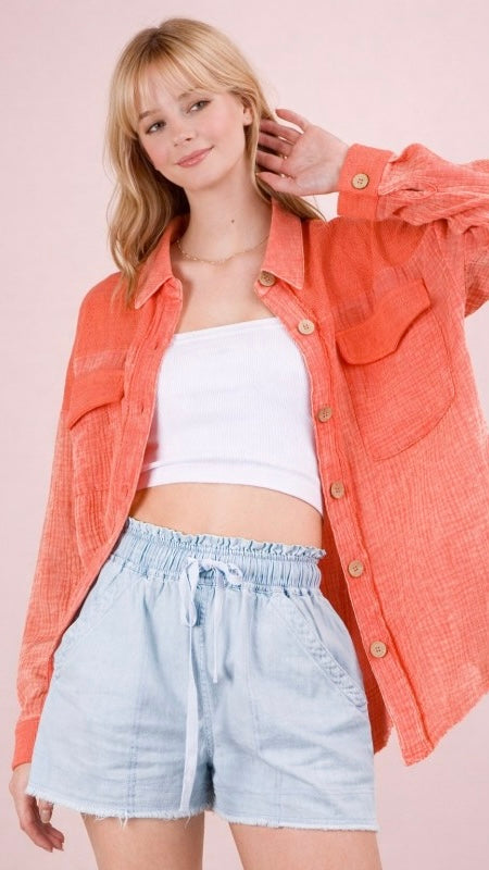 Mineral Cotton Gauze+Knit Top