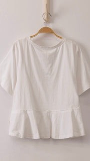 Crochet Trim V-Neck Peplum Knit Top