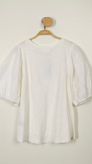 Cotton Gauze Puff Sleeve Knit Top