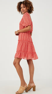 Square Neck Floral Smocked Bodice Dress