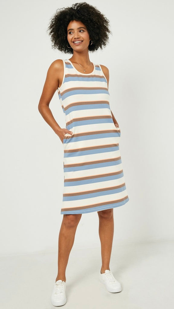 French Terry Knit Stripe Tank Dress