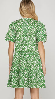 Scallop Edge Floral Cotton Dress