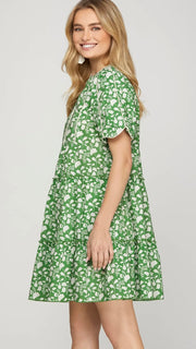 Scallop Edge Floral Cotton Dress