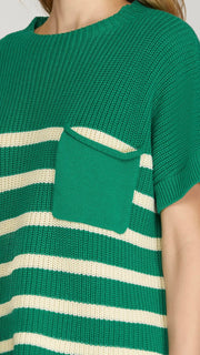 Stripe Cotton Drop Shoulder Sweater Top