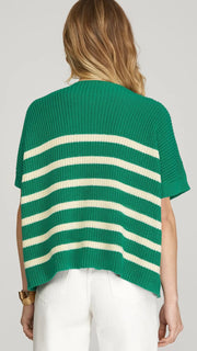 Stripe Cotton Drop Shoulder Sweater Top