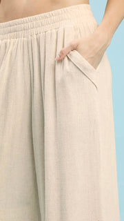Scallop Hem Linen Blend Pants