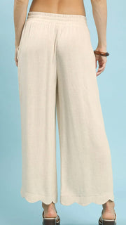 Scallop Hem Linen Blend Pants