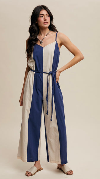 Colorblock Braided Strap Jumpsuit