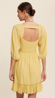 Smocked Bodice Bubble Slv Mini Dress