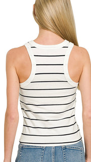 Stripe Racer Back Fitted Tank Top