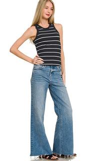 Stripe Racer Back Fitted Tank Top