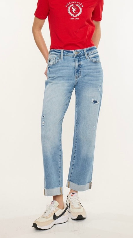 Mid Rise Cuff Crop St. Leg Stretch Jean