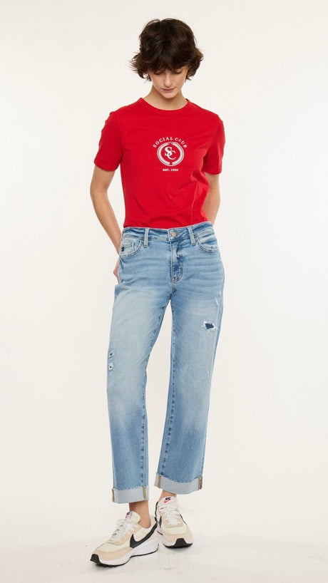 Mid Rise Straight Destruct Jean