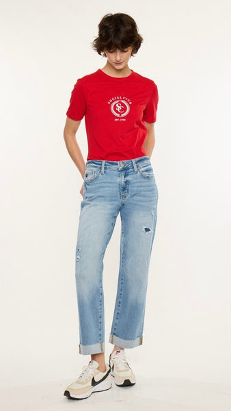 Mid Rise Straight Destruct Jean
