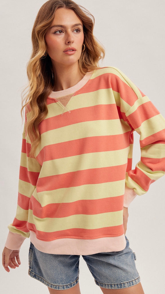 Colorblock French Terry Stripe Sweatshirt