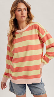 Colorblock French Terry Stripe Sweatshirt