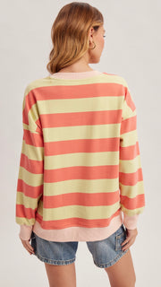 Colorblock French Terry Stripe Sweatshirt