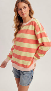 Colorblock French Terry Stripe Sweatshirt