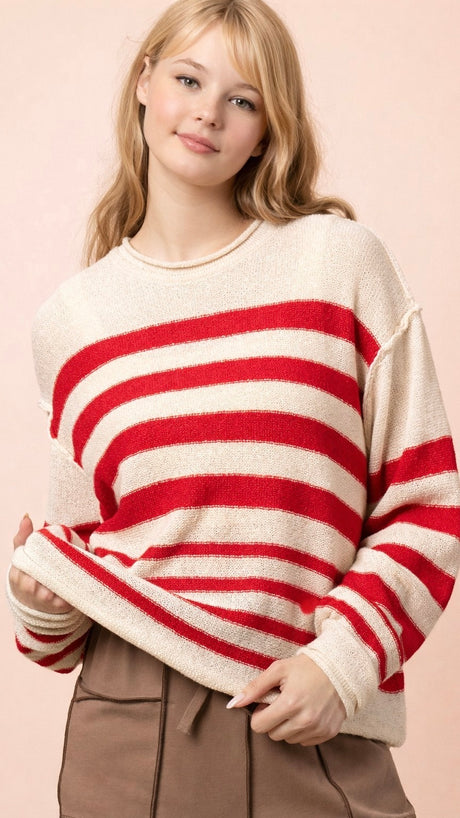 Multi-Stripe Slouch Spring Sweater