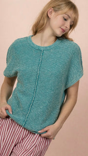 Mineral Wash Seamed Cotton Sweater