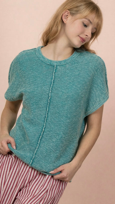 Mineral Wash Seamed Cotton Sweater
