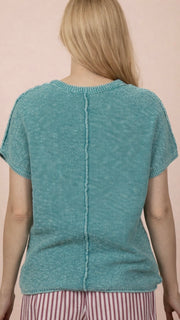 Mineral Wash Seamed Cotton Sweater