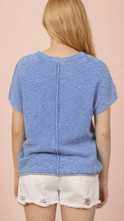 Mineral Wash Seamed Cotton Sweater