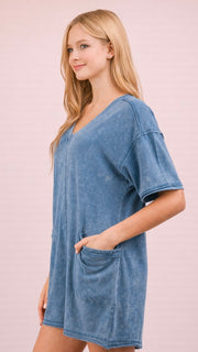 Mineral V-Neck Patch Pkt Knit Romper