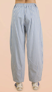 Rope Tie Waist Stripe Barrel Jean