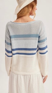 Mixed Stripe Open Weave Spring Sweater