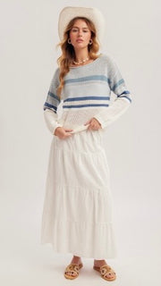 Mixed Stripe Open Weave Spring Sweater