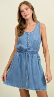 Tencel Denim Fray Hem Tank Dress