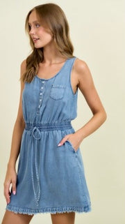 Tencel Denim Fray Hem Tank Dress
