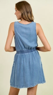 Tencel Denim Fray Hem Tank Dress
