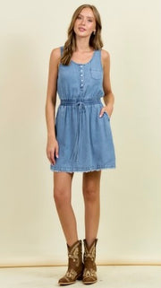 Tencel Denim Fray Hem Tank Dress