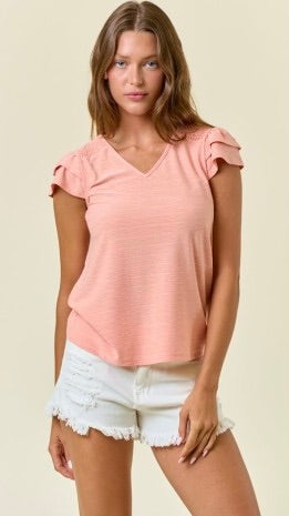 Textured Knit Flutter Sleeve Tank Top