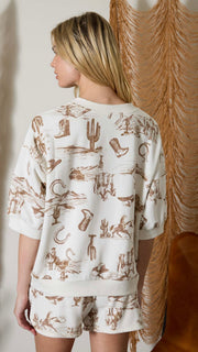 Western Print Half Sweatshirt