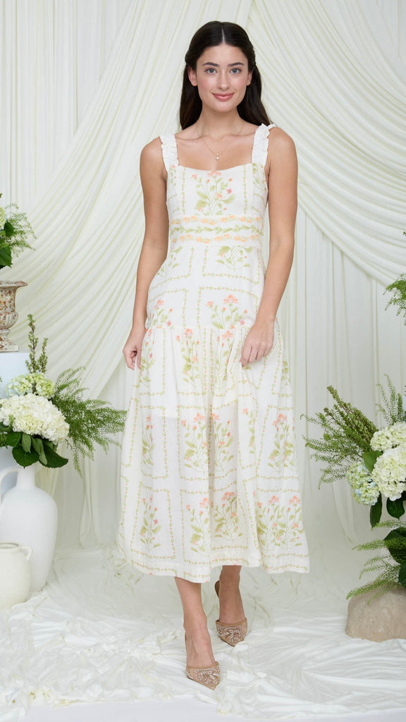 Picture Frame Floral Midi Dress