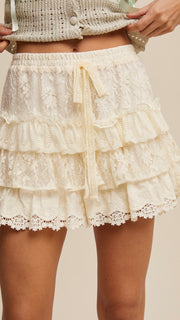 Boho Tiered Lace Shorts