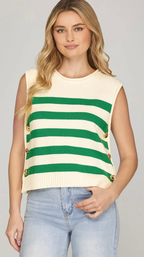 Sleeveless Side Button Sweater Top