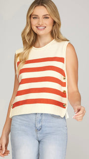 Sleeveless Side Button Sweater Top