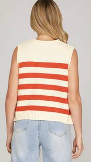 Sleeveless Side Button Sweater Top
