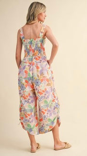Floral Cotton Bungee Hem Jumpsuit