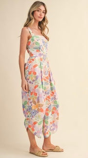 Floral Cotton Bungee Hem Jumpsuit