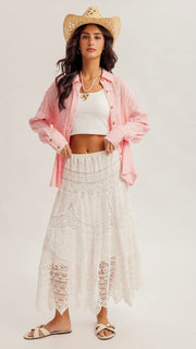 Crochet Midi Skirt with Lining