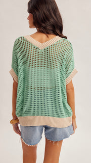 Daisy Patch Open Weave Cotton Sweater