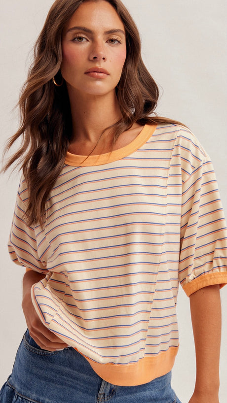 Ringer Stripe Slouch T-Shirt Top