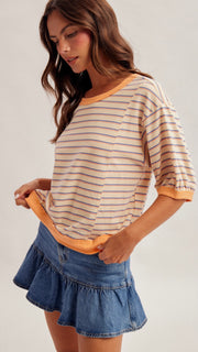 Ringer Stripe Slouch T-Shirt Top