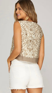 Stripe Hem Medallion Tank Top