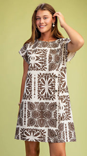 Batik Block Print Scallop Edge Dress